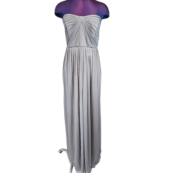 David's Bridal Light Gray Mesh Chiffon Strapless Gown Dress Size 16‎ Women's - Picture 2 of 10